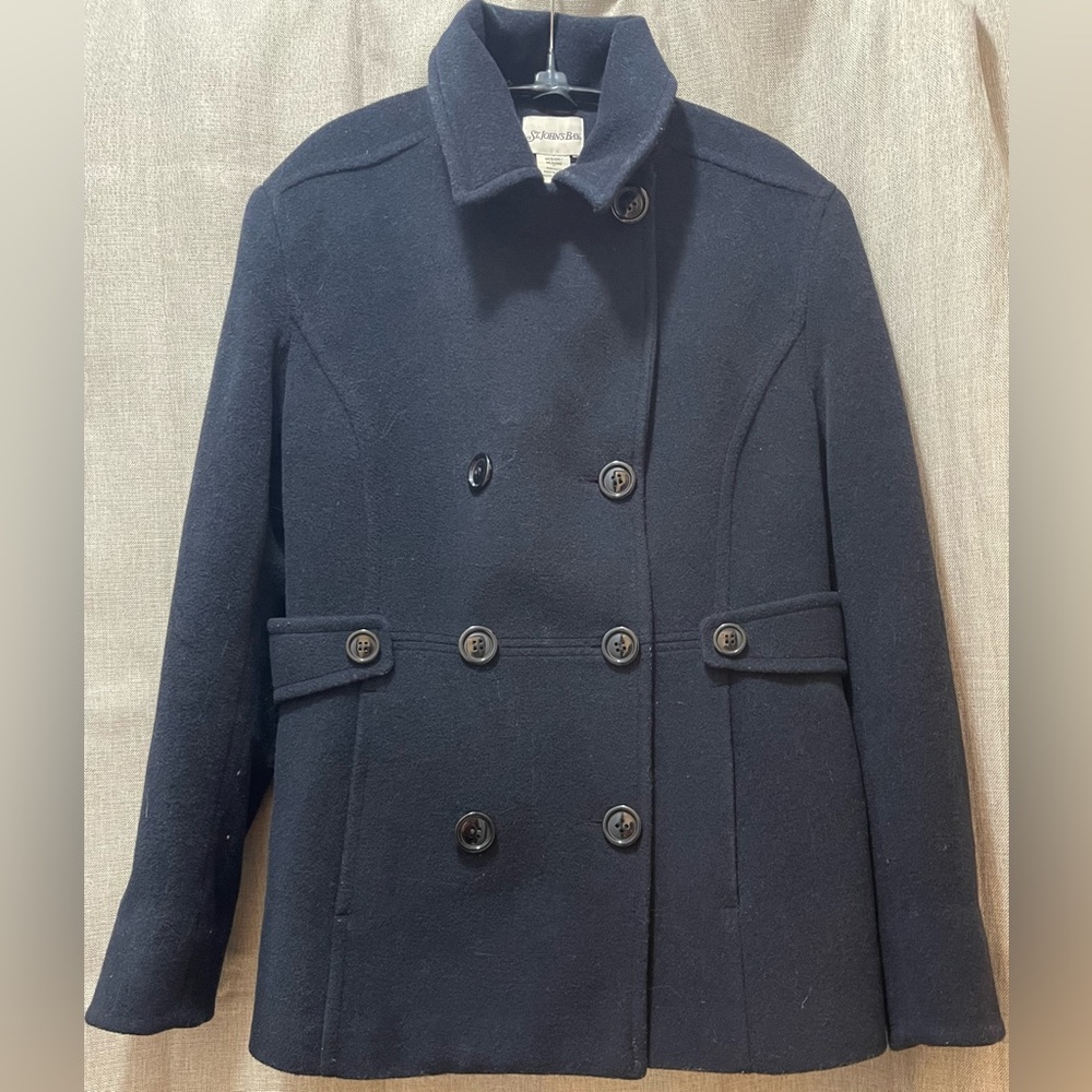 St. John’s Bay medium blue wool pea coat.